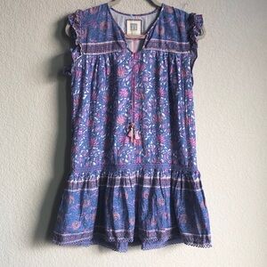 Bell Alicia Bell Girls Ruffle Sleeve Dress Blue Paisley Cotton 12 Tunic